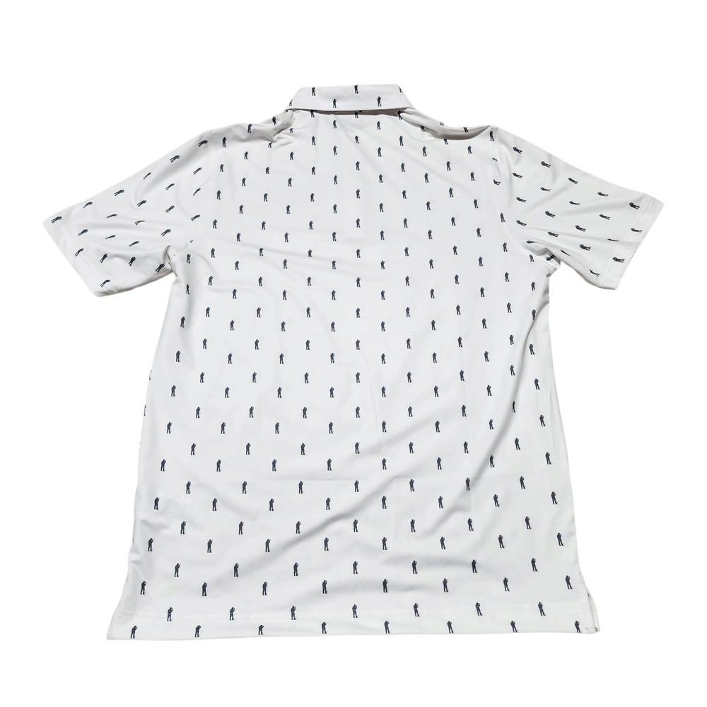 USAG Golf Polo Shirt Golfer Print Athletic Fit Short Sleeve White Large - Picture 6 of 7